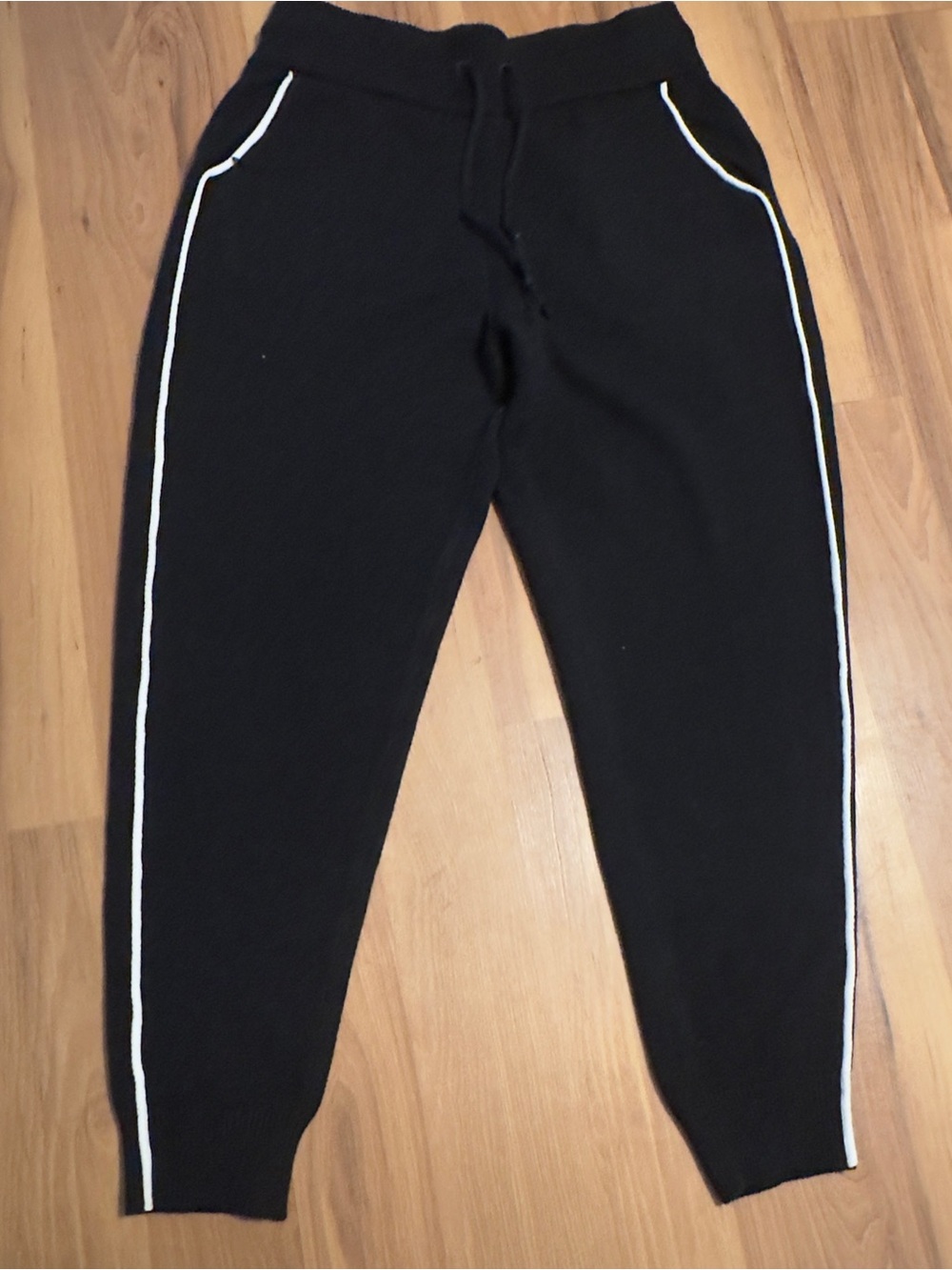 Talbots Black Jogger Pants with White Side Stripes